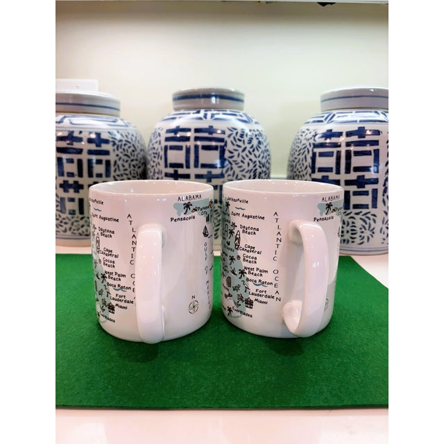 American Collectible Fine China Large Florida Jumbo Map Mugs – A Pair For Sale - Image 3 of 9