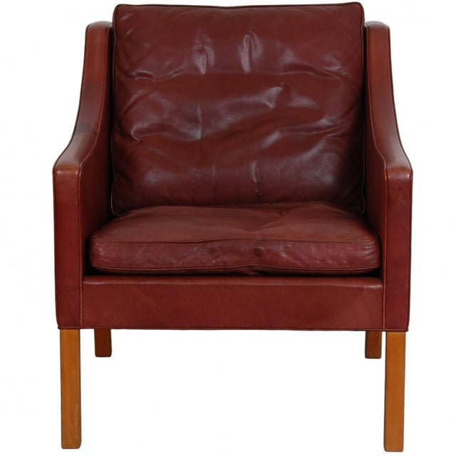 Model 2207 Lounge Chair in Indian Red Anilin Leather by Børge Mogensen, 1990s For Sale - Image 16 of 16