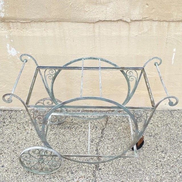 Antique Salterini Mt. Vernon Wrought Iron Art Nouveau Bar Cart For Sale In Philadelphia - Image 6 of 12