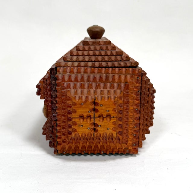 Mid 20th Century Tramp Art Lidded Jewelry Box With Drawer For Sale - Image 5 of 12