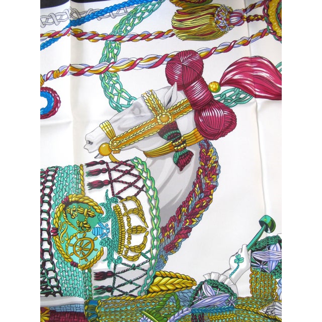 Hermes Paris Carre 90 Le Timbalier Black Border Silk Scarf NWT & Box For Sale In Portland, OR - Image 6 of 13