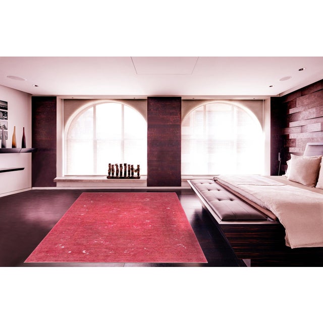 Modern Pasargad Home Lahore Magenta Wool Area Rug- 4' 0" X 6' 0" For Sale - Image 3 of 3