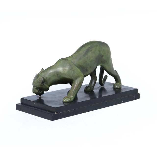 Forest Green French Art Deco Patinated Bronze Panther by Irénée Rochard, 1920s For Sale - Image 8 of 16