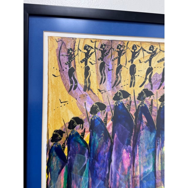 David N'lala of Namibia Modernist Expressionism Acrylics on Paper, Framed For Sale - Image 9 of 12