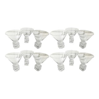 1990s DiSaronno “Melting Ice Cube” Martini Glasses- Set of 12 Glasses For Sale