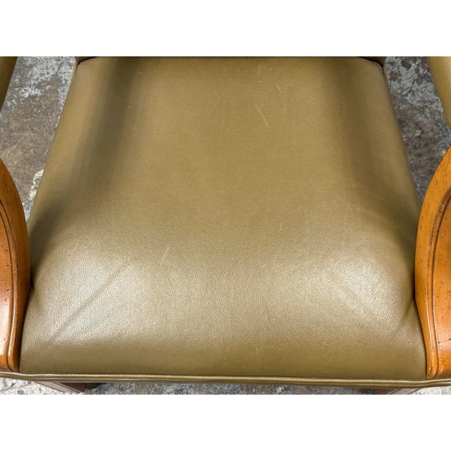 Olive Ethan Allen Clarke Leather Office Chair For Sale - Image 8 of 12