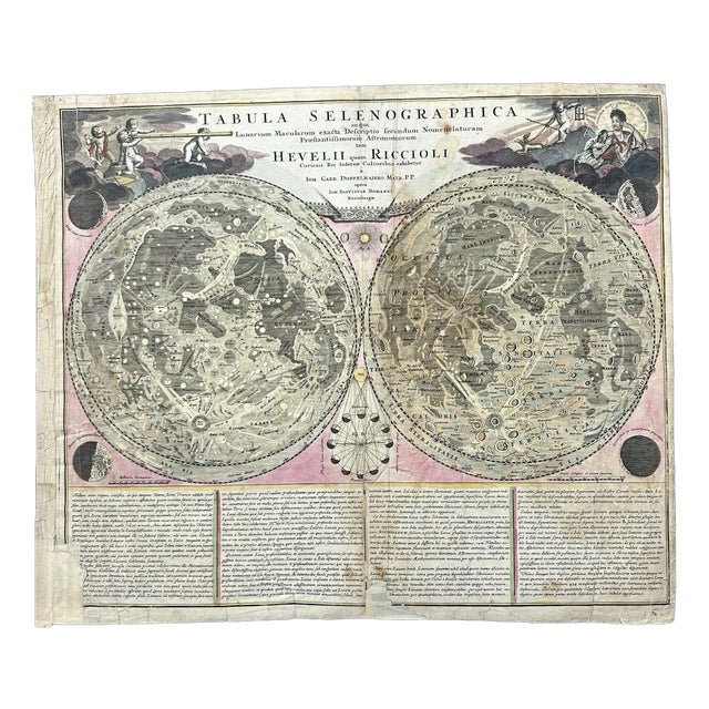Tabula Selenographica Map from Johann Gabriel Doppelmayr, 1720 For Sale