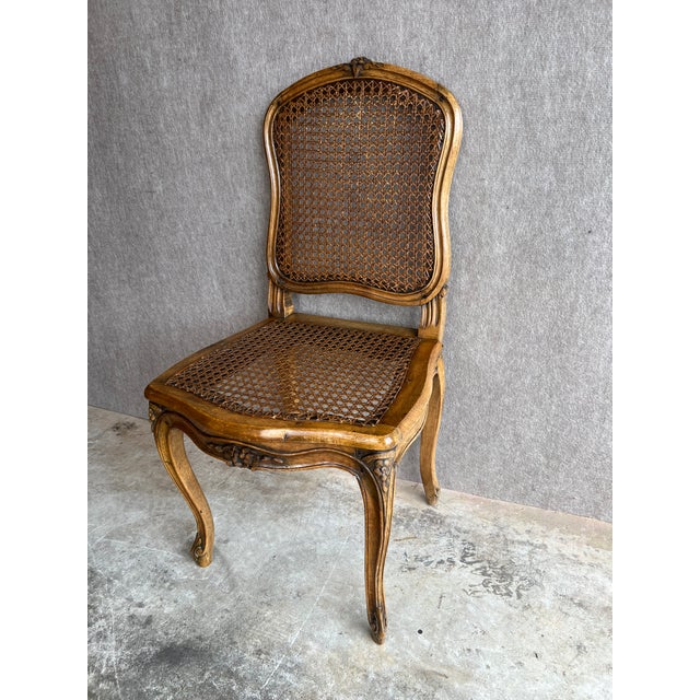 Rare Antique C1800s French Louis XV Style Cane Back Seat Chair by Paine Furniture Company Boston For Sale - Image 16 of 17