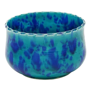 Bunny Williams Home Scalloped Edge Cachepot, Turquoise/Blue - 5.5"H