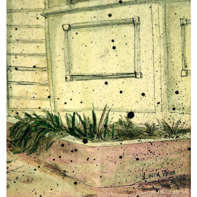 American Green Victorian House With Autumn Leaves by Linda Webb For Sale - Image 3 of 7