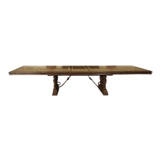 Extra Long Extension Dining Table, Seats 8-16, Expands Long With Leaves, by AntiquePurveyor For Sale