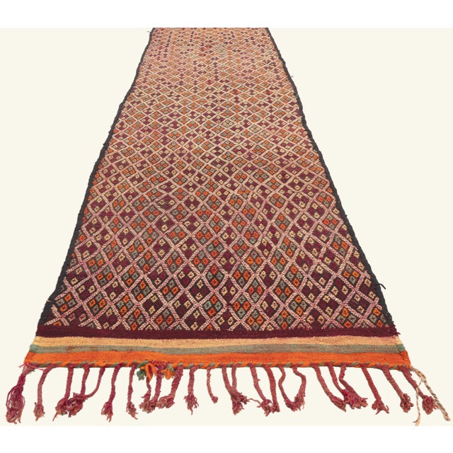 Berber Tribes of Morocco Vintage Taznakht Moroccan Kilim Rug, 02'04 X 50'08 For Sale - Image 4 of 10