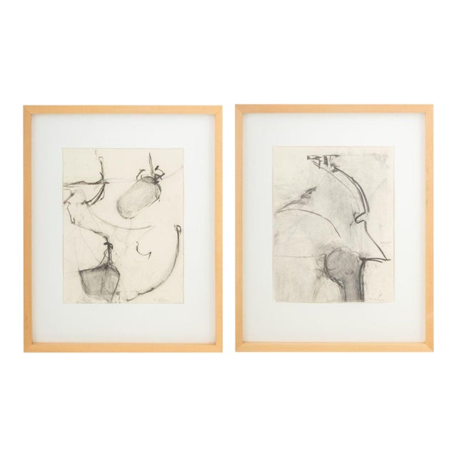Robert O'Meara Abstract Compositions Charcoal, 2 For Sale