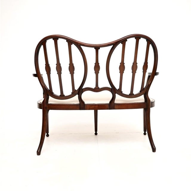 Antique Inlaid Edwardian Settee, 1900 For Sale - Image 6 of 12