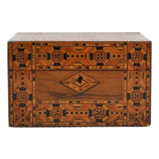 Antique English Tunbridge Ware Inlaid Sewing Box For Sale