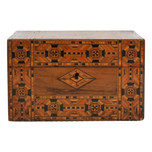Antique English Tunbridge Ware Inlaid Sewing Box For Sale
