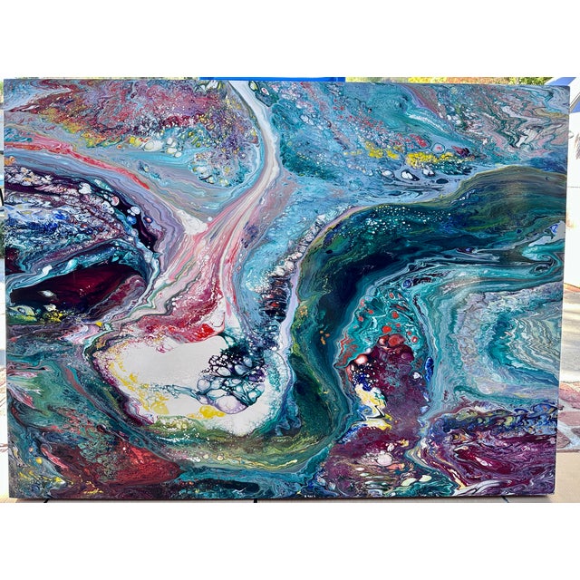 Contemporary Richard Mann Abstract Acrylic Painting on Panel, 48" X 36", California, Circa 1980s For Sale - Image 3 of 15