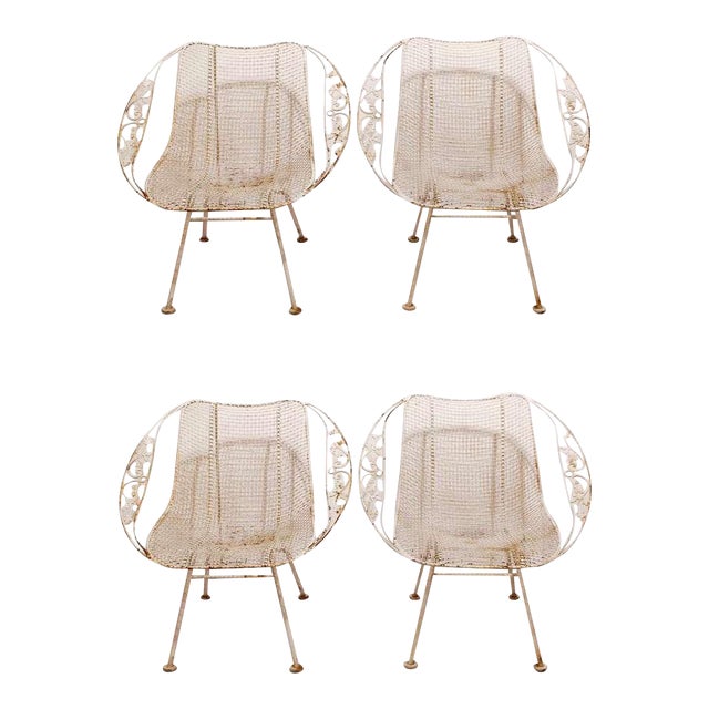 Woodard Wrought Iron Garden Armchairs Set of 4 Chairish