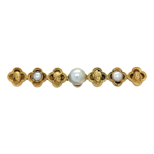 Early 20th Century Jules and Louis Wièse, Renaissance Revival, Gold and Pearl Brooch, 18k For Sale