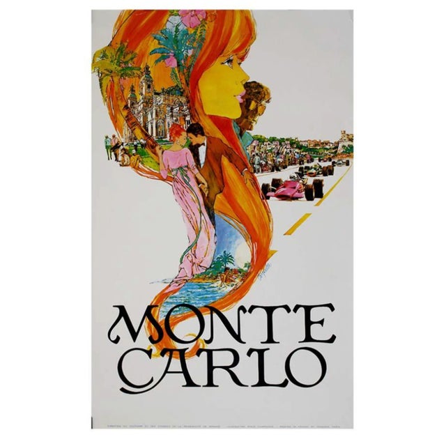 Original Monte Carlo Formula 1 Poster by Steve Carpenter, 1969 For Sale - Image 4 of 4