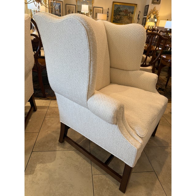 English Pair of Baker Furniture Morse Wingback Arm Chair For Sale - Image 3 of 13