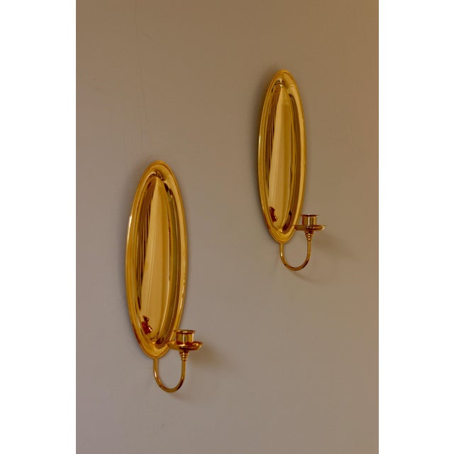 Metal Mid-Century Modern Swedish 24k Gold Plated Candleholder Sconces from Scandia, Set of 2 For Sale - Image 7 of 7