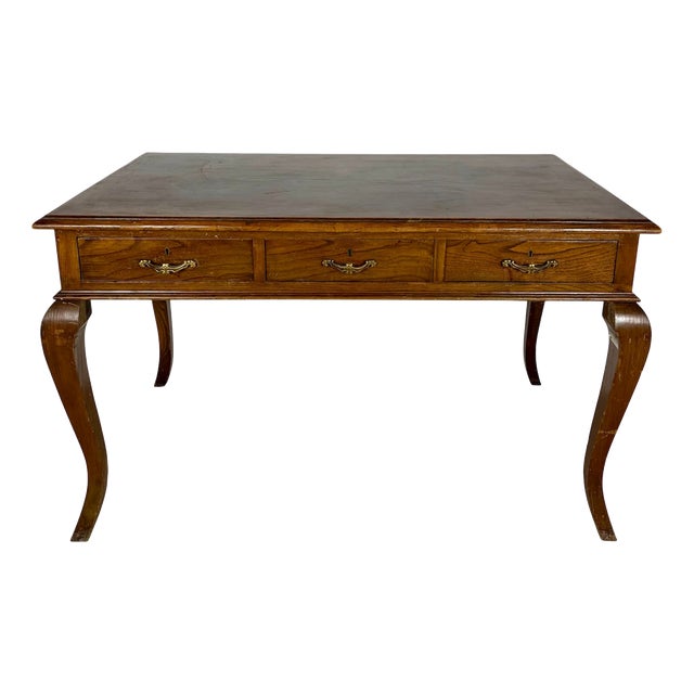 Spanish Oak Writing Desk with Three Drawers, 1940 For Sale