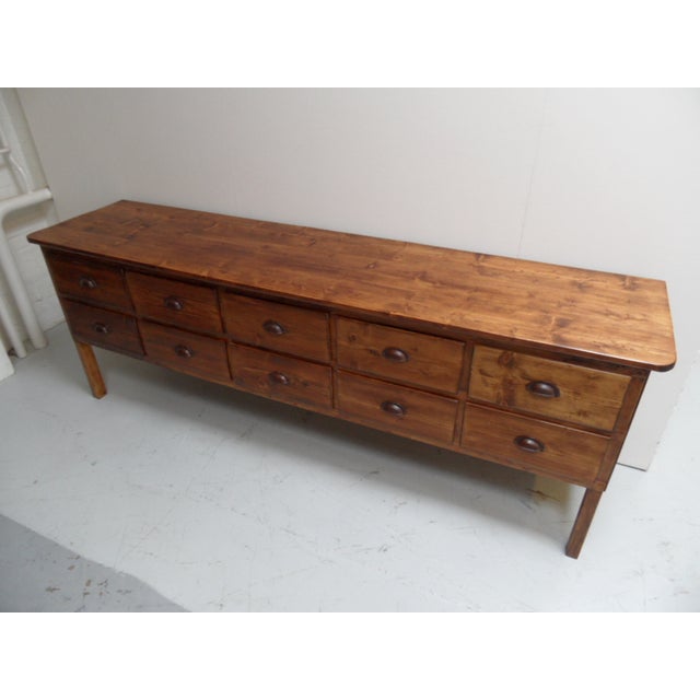 Vintage Shop Display Cabinet in Pine with 10 Drawers, 1930s For Sale - Image 3 of 12