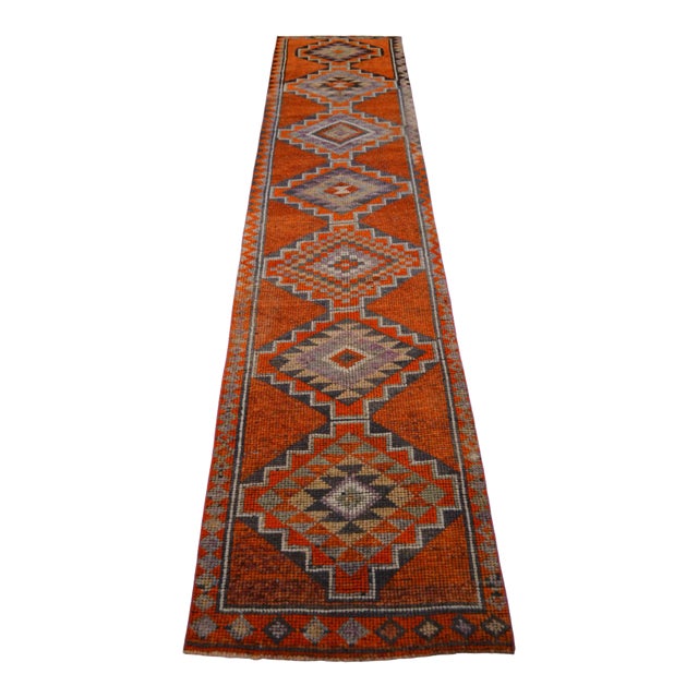 1980s Colorful Runner Kurdish Herki Hand-Knotted Hallway Kitchen Rug For Sale