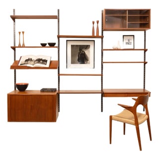 Vintage Kai Kristansen Teak Wall System W/Desk For Sale