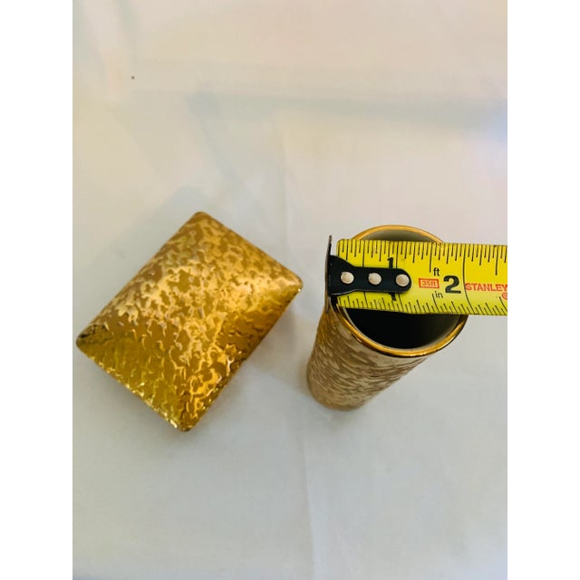 1970s 22 Kt Gold Ceramic Bud Vase and Trinket Box Vanity Set - 2 Pieces For Sale In Los Angeles - Image 6 of 13