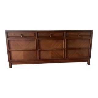 1960s American of Martinsville 9 Drawer Dresser Mid Century Walnut For Sale