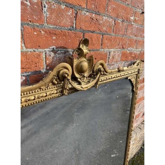 Large Antique English Gilt Overmantle Mirror, 1800s For Sale - Image 6 of 8