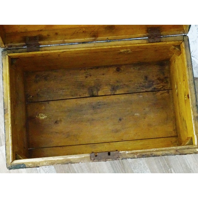 Antique Green Wood Army Chest Trunk, Storage Box | Chairish