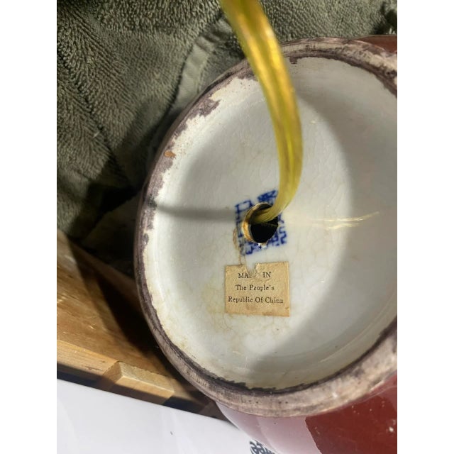 Vintage Oxblood Chinese Vase Lamp For Sale - Image 12 of 13