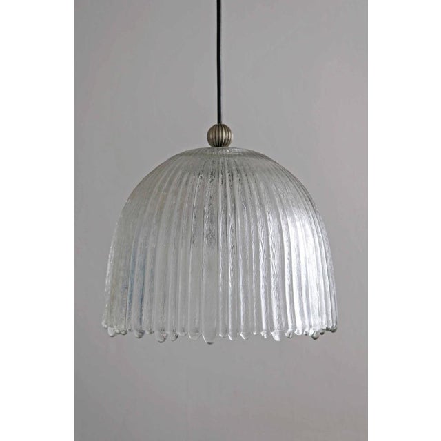 Metal Mid-Century Modern Ice Glass Pendant Lamp from Peill & Putzler, 1970s For Sale - Image 7 of 10