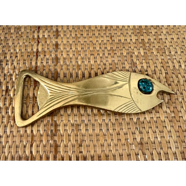 Vintage Mid Century Brass Fish Sculpted Bottle Opener For Sale - Image 4 of 4