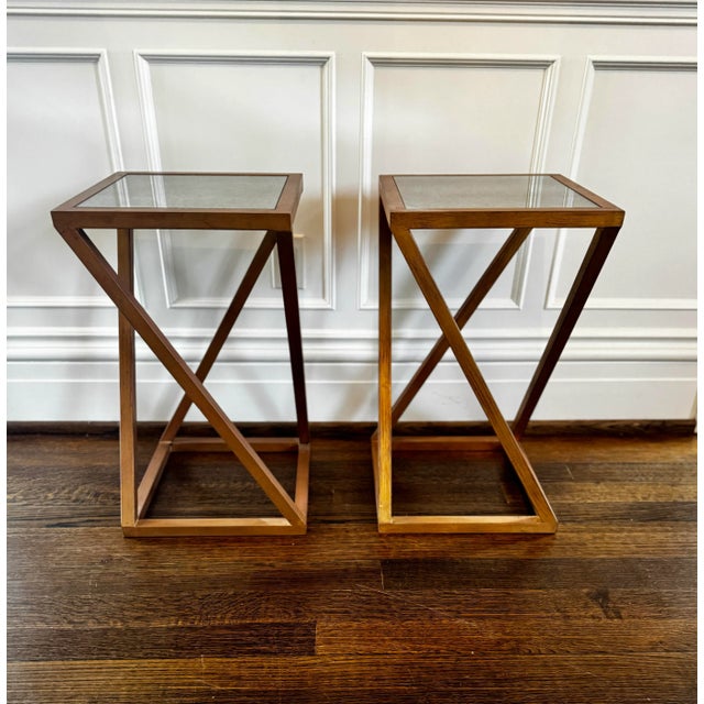 Pair of “Z” Metal Accent Tables For Sale - Image 6 of 6