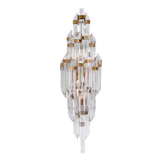 Suzanne Kasler for Visual Comfort Signature Adele Small Sconce in Hand-Rubbed Antique Brass with Clear Acrylic For Sale