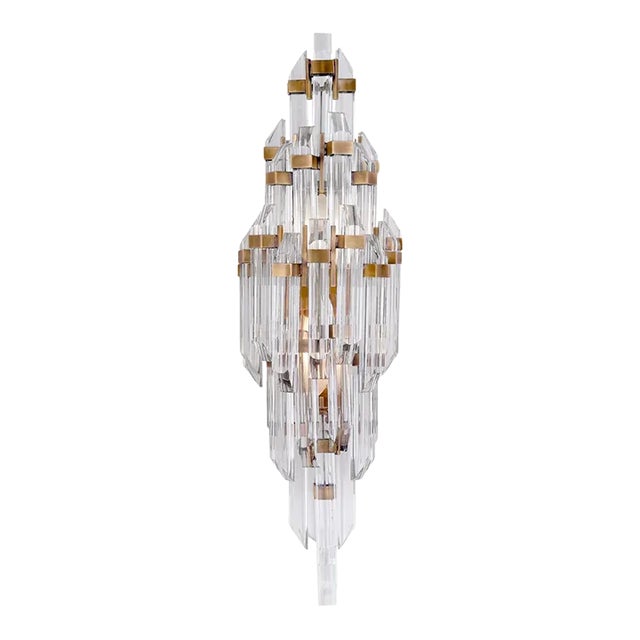 Suzanne Kasler for Visual Comfort Signature Adele Small Sconce in Hand-Rubbed Antique Brass with Clear Acrylic For Sale