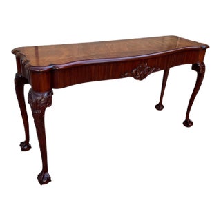 1990s Henkel Harris Chippendale Ball & Claw Carved Mahogany Console For Sale