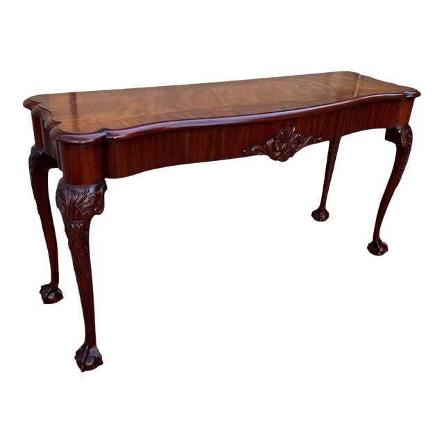 1990s Henkel Harris Chippendale Ball & Claw Carved Mahogany Console For Sale