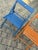 Set of Vintage Painted Blue and Orange Chairs For Sale - Image 6 of 8