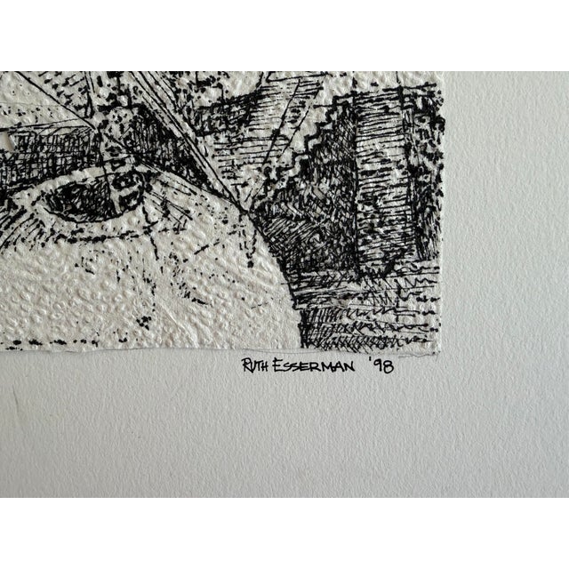 Ruth Esserman Signed 1998 Mixed Media Drawing on Textured Paper, Mounted For Sale - Image 4 of 6