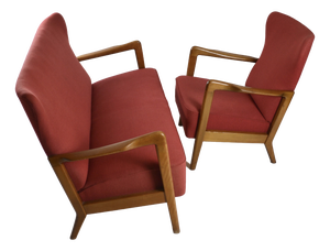 Danish Sofa and Lounge Chair by Søren Hansen for Fritz Hansen, 1940s, Set of 2