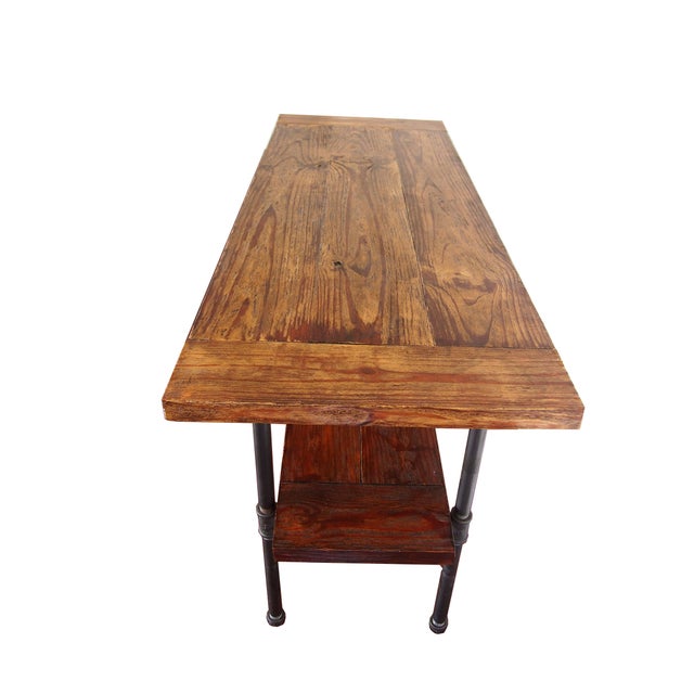 Industrial Style Distressed Wood & Steel Pipe Table Chairish