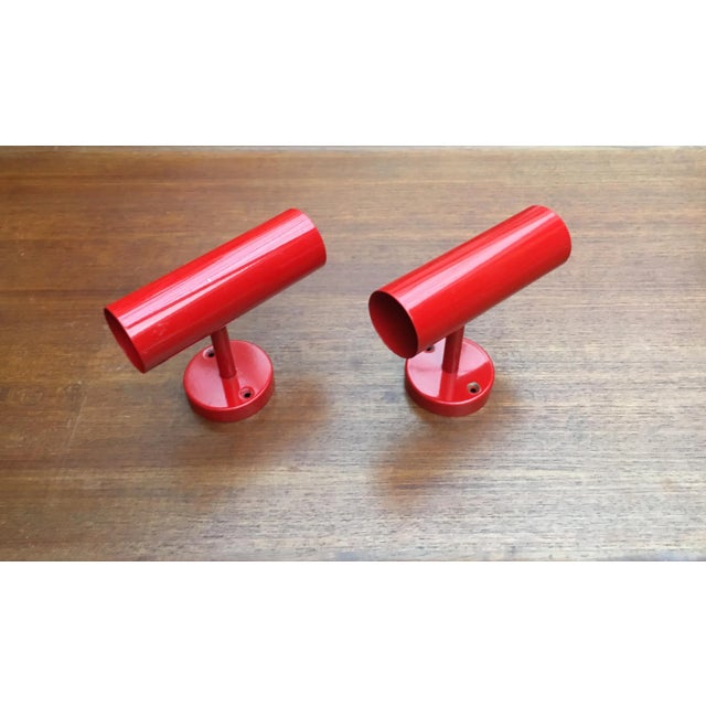 Red Mid-Century Modern Minimalist Red Wall Lamps, Set of 2 For Sale - Image 8 of 18