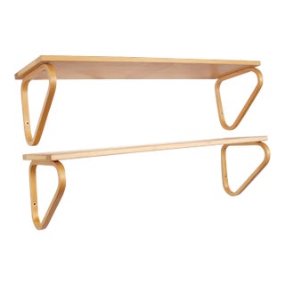 Alvar Aalto Model 112b Mid Century Finnish Birch Wall Mount Shelf - Pair For Sale