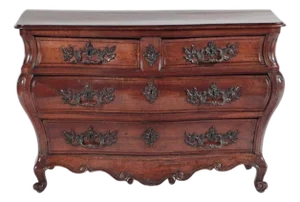 18th Century French Provincial Walnut Bombay Commode, Hand-Carved