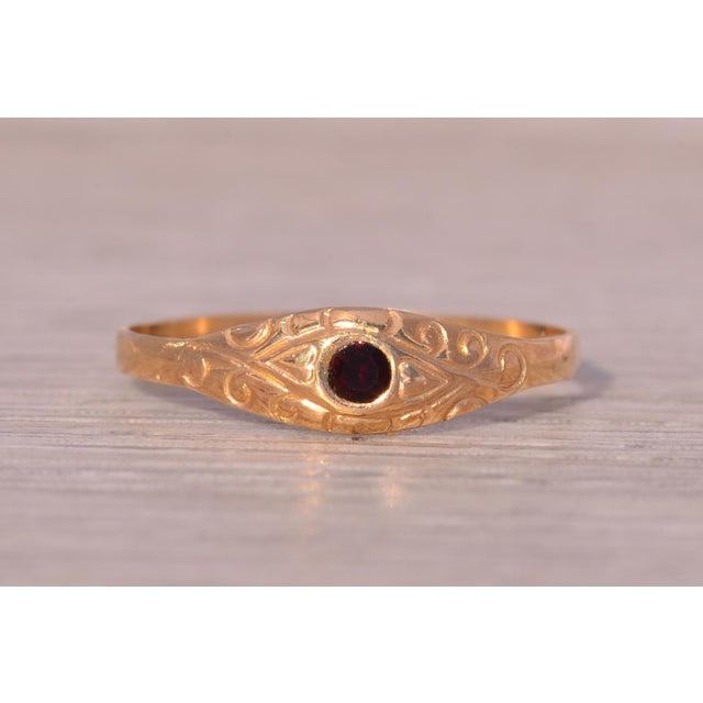The Swan Hill: Childs Antique Garnet Ring in Yellow Gold For Sale In Philadelphia - Image 6 of 9